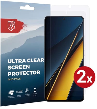 Rosso Screen Protector Geschikt voor Xiaomi Poco X6 Pro | Ultra Clear Duo Pack | TPU Folie | Case Friendly Beschermfolie | 2 Stuks