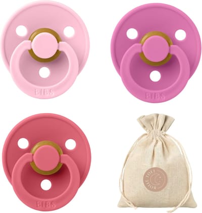 BIBS fopspenen T1 + speenzakje BolleToet - Baby Pink, Bubblegum, Coral - 0-6 maanden