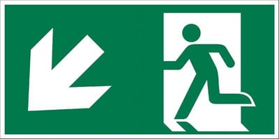Pickup Vluchtweg - Trap af links - conform NEN-EN-ISO 7010 bord 30x15 cm