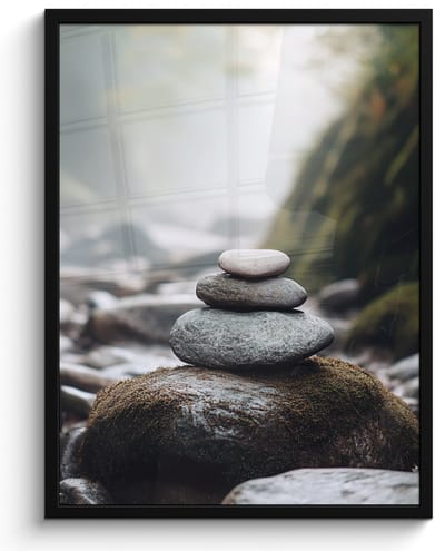 Poster in lijst - Fotolijst 50x70 cm - Posters - Stenen - Stapel - Natuur - Posterlijst zwart - Decoratie - Wanddecoratie woonkamer - Muurdecoratie slaapkamer
