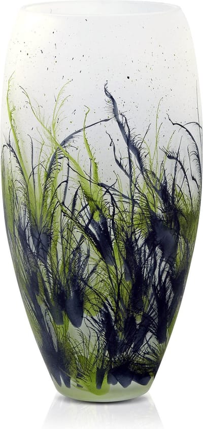 Terroso - Geblazen Vaas Nature, Glas Marmer, Hand Geschilderd, Hoogte 38 cm
