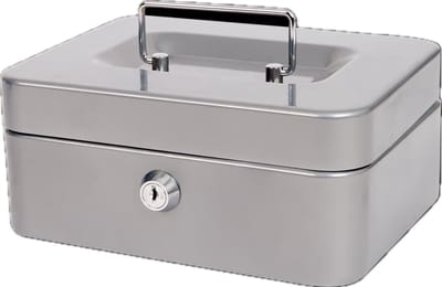 Money Box metal - Metalen Geldkist Met Slot - Geldkluis Met Muntbak - Geld Kluis Kist - Zilver