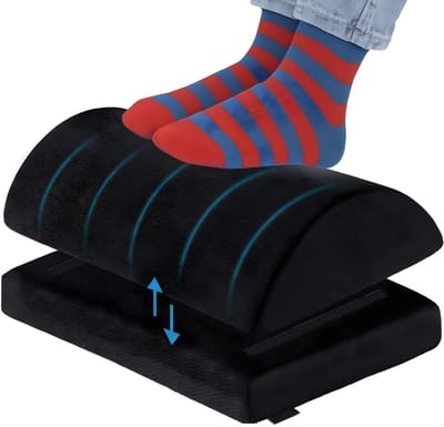 KAD® Voetensteun - Ergonomische Voetensteun voor Bureau - Verstelbaar Voetensteun - Zwart - 34cm x 18cm x 15cm
