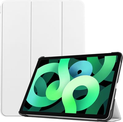 Hoes - Geschikt voor Apple iPad Air 5 (2022) - 10.9 inch - 5e Generatie - M1 - Dun & Stevig - Trifold Bookcase - Hard Cover - Hardcover Book Case - Tablet Hoesje - Wit