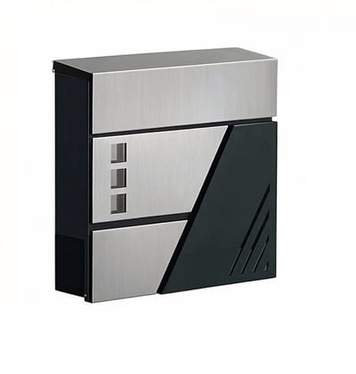 Brievenbus Wandbrievenbus Modern minimalistisch ontwerp Met slot sleutels transparant kijkvenster en gedempte klep Stevig en duurzaam metalen materiaal Regen- en stofbestendig ontwerp Geschikt voor veranda voordeur 37 × 10,5 × 37 cm Zilver + Grijs