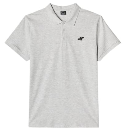 4F M316 Heren Grijze Regular Fits Polo, Katoen XXL, Effen Stijl met Subtiel Logo