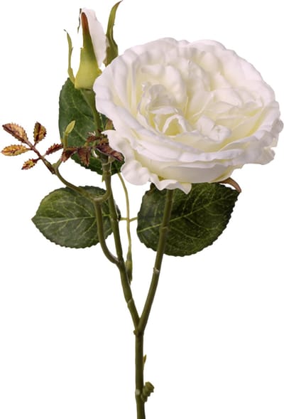 Top Art Kunstbloem roos Little Joy - wit - 38 cm - kunststof steel - decoratie bloemen