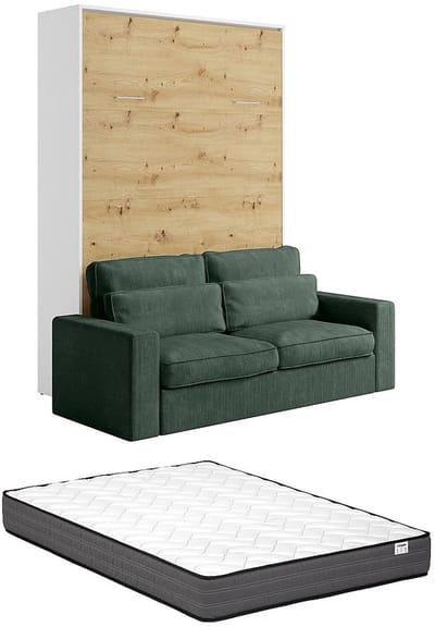 Vente-unique Bedkast hout natuurlijk licht, wit 140 x 200 cm
