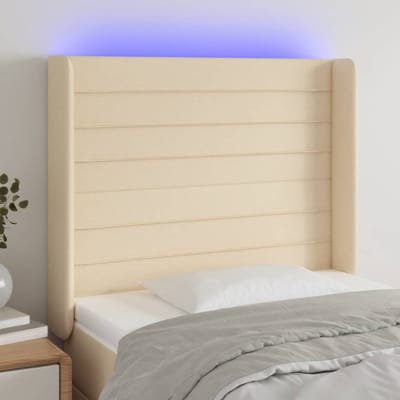 vidaXL - Hoofdbord - LED - 93x16x118/128 - cm - stof - crèmekleurig