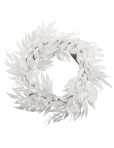 ARTYFETES - Krans van witte glitterbladeren 50 cm, kerstdecoratie