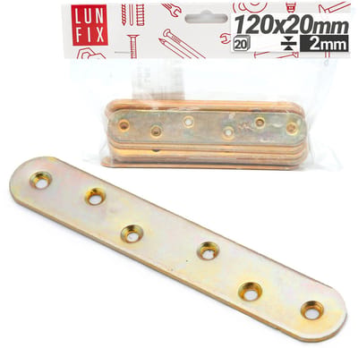 LUN FIX - Meubel vlakverbinder - 120x20x2 mm - 20-delige set - geel verzinkt