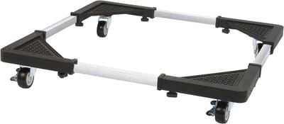 Allecto- Verstelbare Wasmachine Onderstel met Vergrendelbare Wielen - Multifunctionele Meubel Dolly of Apparaat Stand voor Droger en Koelkast/Vriezer - Grijs - Huishoudelijk Apparaat Accessoire - Geschikt voor Diverse Merken en Modellen