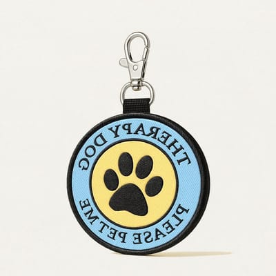 Therapie Hond Tag - Hond Identificatie - Hond Trainen - Dubbelzijdig Geborduurd - 3 x 4.5 Inch - Blauw