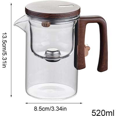 520/720ml Glazen Theepot Met Infuser Magnetische Zuiging Thee-infuseur Pot Houten Handvat Thee Scheiding Filterend Glazen Ketel white