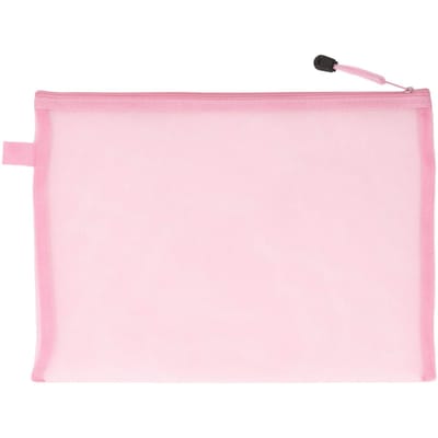 10 Pièces Pochette Zippée en Maille Sac Pochette Transparente en Nylon pour Papier A4 Document Fichier Bureau École rose