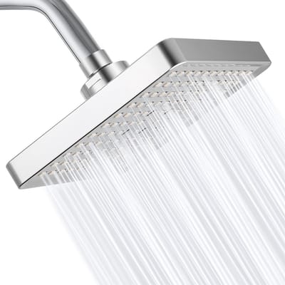 Dailygoods - Hoge druk regendouchekop, 6 inch vierkante hoge stroom regendouchekop, gemakkelijk schoon te maken, verstelbare vervanging voor uw badkamer douchekoppen, chroom