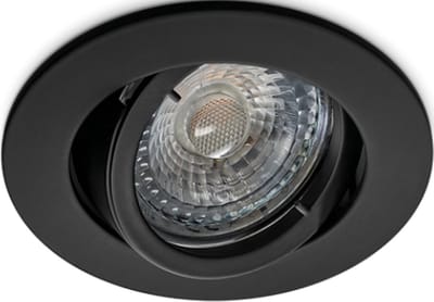 Philips inbouwspot met GU10 fitting 230V en inbouw frame. Dimbare ledlamp. Zwarte inbouwspot. Set van 1 stuks. Inbouwmaat is hetzelfde als van een dozenboor.