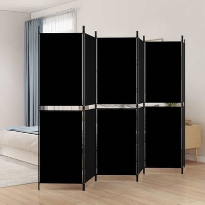 vidaXL - Kamerscherm - met - 6 - panelen - 300x180 - cm - stof - zwart