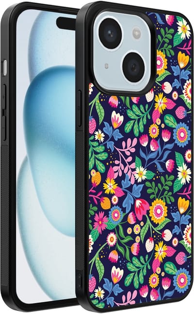 Smartphonica Telefoonhoesje geschikt voor iPhone 15 met bloemen opdruk - TPU backcover case flower design geschikt voor iPhone 15