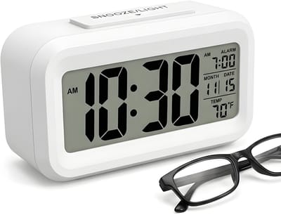 Lomera Digitale Wekker - Alarmklok - Digitale Alarmklok - Wekker Digitaal - Wekker Wit - Digitale Wekker Wit - Wekker Slaapkamer - Wekker met Snooze - Wekker met Temperatuur - Wekker met Kalender - Wekker Grote Cijfers
