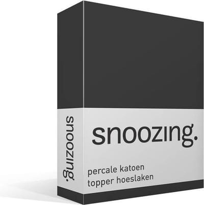 Snoozing - Topper - Hoeslaken  - Eenpersoons - 70x200 cm - Percale katoen - Antraciet