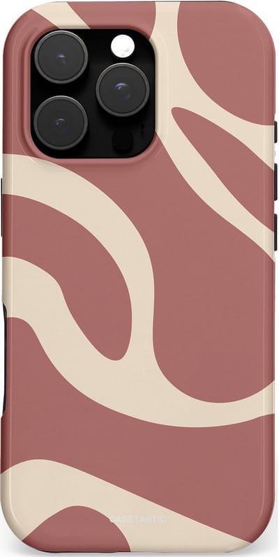 Casetastic Hoesje Geschikt voor Apple iPhone 16 Pro Magsafe - Stijlvolle Beschermende Duo-layer Case - Terracotta Mediterranee Golven