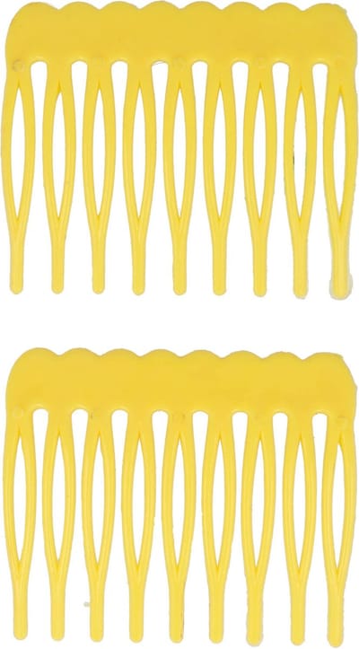 Haarsoires Haarspeld Sierkam Opsteekkammen 4,5cm - Basic - Grove Tand - Geel - Set van 2 - Haarsteekkam voor Opgestoken Kapsels - Styling Tool - Haarversierkam - Haar Versiering