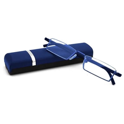 Mmgoqqt - Half-Ramd Bril Voor Oudere - Transparant - Lichtgewicht - Met Draagbare Etui - Voor Mannen Vrouwen-Blauw- brilrecept +2.0