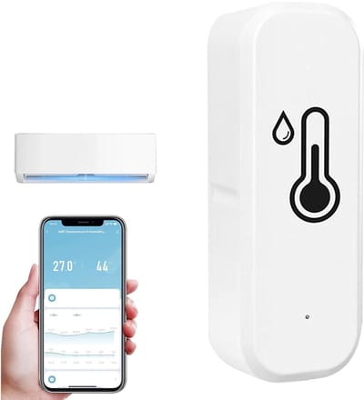 Wifi Hygrometer Thermometer - Mini Sensor - Binnenklimaat Meten - Digitale Weergave - 7.2 cm - Wit