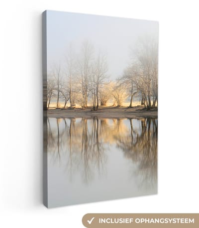 Canvas schilderij 20x30 cm - Wanddecoratie Water - Bomen - Natuur - Landschap - Muurdecoratie woonkamer - Slaapkamer decoratie - Kamer accessoires - Schilderijen op canvas