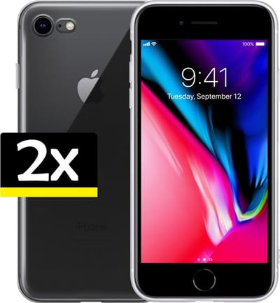 Hoesje - 2 Stuks - Geschikt voor Apple iPhone 7 - Sterk & Shockproof - Case Siliconen - Back Cover - Telefoon Hoes - Telefoonhoesjes - Transparant