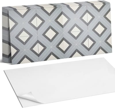 Coloray Plaktegels - Geometrie in pastels Zelfklevende Wandtegels - 40 cm x 20 cm - Grijs Plaktegels - 10 stuks - Rechthoek PVC Tegels - Plaktegels Badkamer - Vloertegels Zelfklevend - Vinyl Tegels Zelfklevend - Portugese Tegels