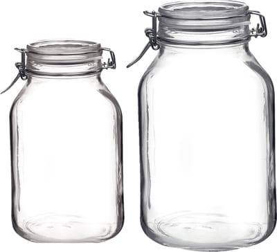Set van 2x stuks weckpotten/inmaakpotten met beugelsluiting 1,5 liter - 3 liter - Voorraadpotten