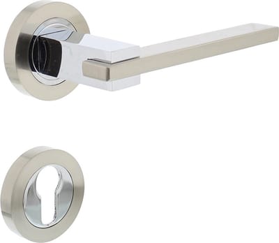 INTERSTEEL Deurkruk Jim op rozet + PC-plaatjes chroom/mat nikkel NM