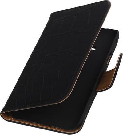 Samsung Galaxy J1 Ace - Krokodil Zwart Booktype Wallet Hoesje