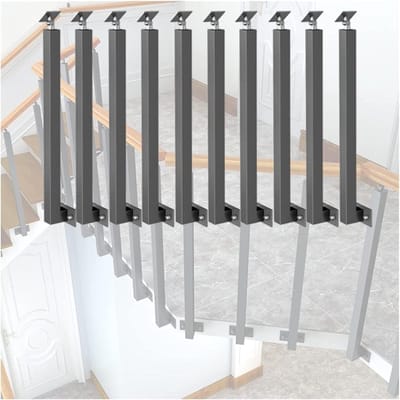Dek Balusters - Metalen Spindels - Trap Afschermen - Verstelbare Beugel - 10 Stuks 30cm - Zwart
