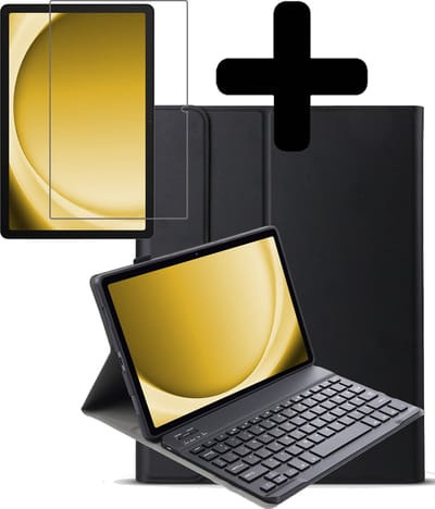 Hoesje - Geschikt voor Samsung Galaxy Tab A9 - Met Screenprotector - Toetsenbord Case - Keyboard Book Cover - Hoes - Zwart