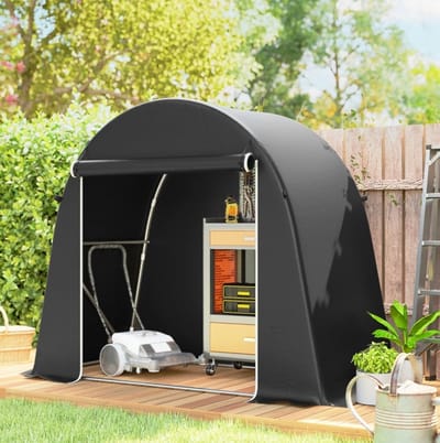MEUNIQ Opslagtent garagetent 245 x 120 x 200 cm met oprolbare ritssluitingdeur en stalen frame voor fiets- en gereedschapsopslag in tuin of op parkeerplaats donkergrijs