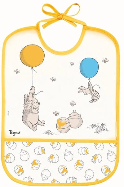 Tigex | Waterdichte Slabbetje | Disney | Winnie de Poeh | transparent- geel | 6 m+ Geel