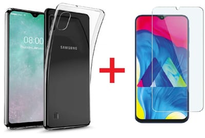 Ntech Hoesje Geschikt Voor Samsung Galaxy A10 Hoesje Transparant TPU + Glazen Screenprotector