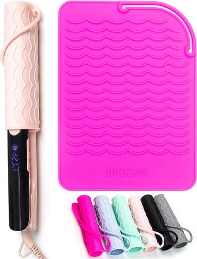 ANGENIL Hair Straightener Heat Resistant Mat Silicone Heat Mat for Hair Straighteners Curling Irons, Small Heat Protection Mat for Mini Travel Straightener, Portable Heat Resistant Mat, 8.5 x 6.1 Inch