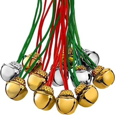 60 stuks kerstbelkettingen, kerstbeldecoraties voor feestbenodigdheden - goud en zilver