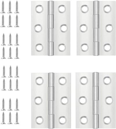 Vouwscharnieren van roestvrij staal, 44 mm × 31 mm, inclusief 24 schroeven voor stevige bevestiging