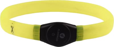 Flamingo LED halsband hond oplaadbaar – Ilona Visio Geel – 35-64cm – lichtgevende halsband met USB & 3 standen – zichtbaarheid tot 500m