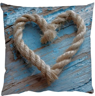 Sierkussens - Kussentjes Woonkamer - 50x50 cm - Hart - Touw - Hout - Rustiek