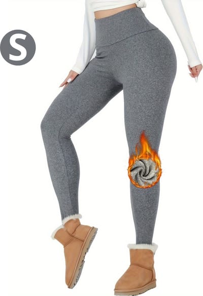 Bovista Gevoerde Panty - Legging - Hoge Taille - Winter Panty - Fleece panty - Thermo Panty - Warme Panty - Elastisch - Grijs Maat S