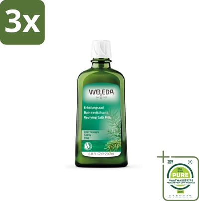 3 x WELEDA - Verkwikkingsbadmelk - Zilverspar - 200 ml - Grootverpakking - Zilverspar Badmelk - Ontspannend Bad - Verkwikkende Badmelk - Etherische Oliën - Aromatherapie