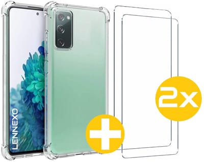 Hoesje en Screenprotector Combi Geschikt Voor Samsung S20 FE (Fan Edition) - Anti Shock Hoesje + 2x Screenprotector