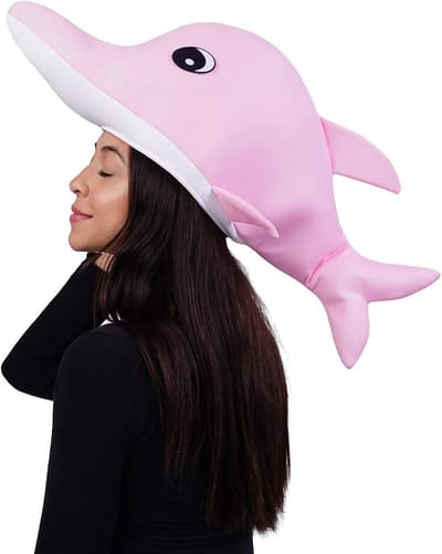 Volwassen Dolfijn Hoed - Grappige Feestmuts - Feestelijke Aankleding - Uniek Dierenontwerp - Eén Maat - Roze