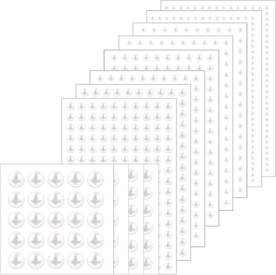 Allecto Plus - 1982 stuks zelfklevende parelstickers en platte rug plakkralen crèmewit voor kleding en knutselen - bruiloft accessoires - 3/4/5/6/8/10 mm